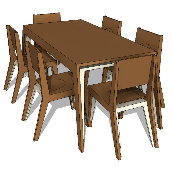 Brave Space Design Hollow Dining Set 10013 2 00 Revit Families Modern Revit Furniture Models The Revit Collection